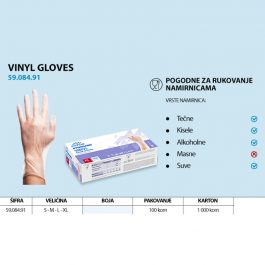 VINIL GLOVES, jednokratne rukavice od vinila , transparent 1/100