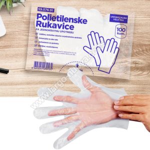 PE GLOVES, Polietilenske rukavice za jednokratnu upotrebu 1/100